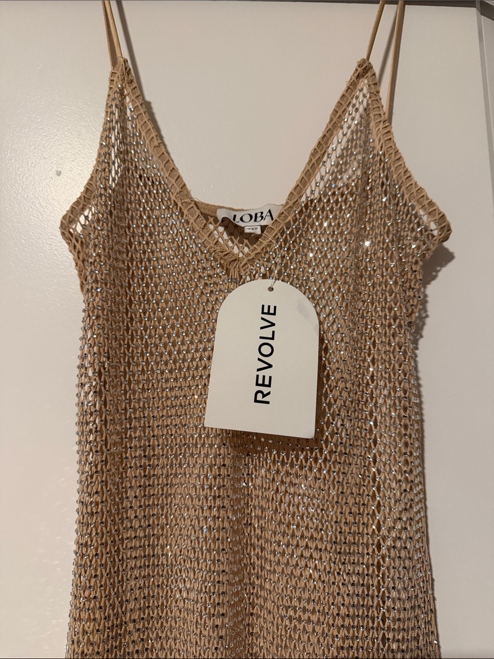 Beige Metallic Sequin Maxi Slip Dress with Spaghetti Straps